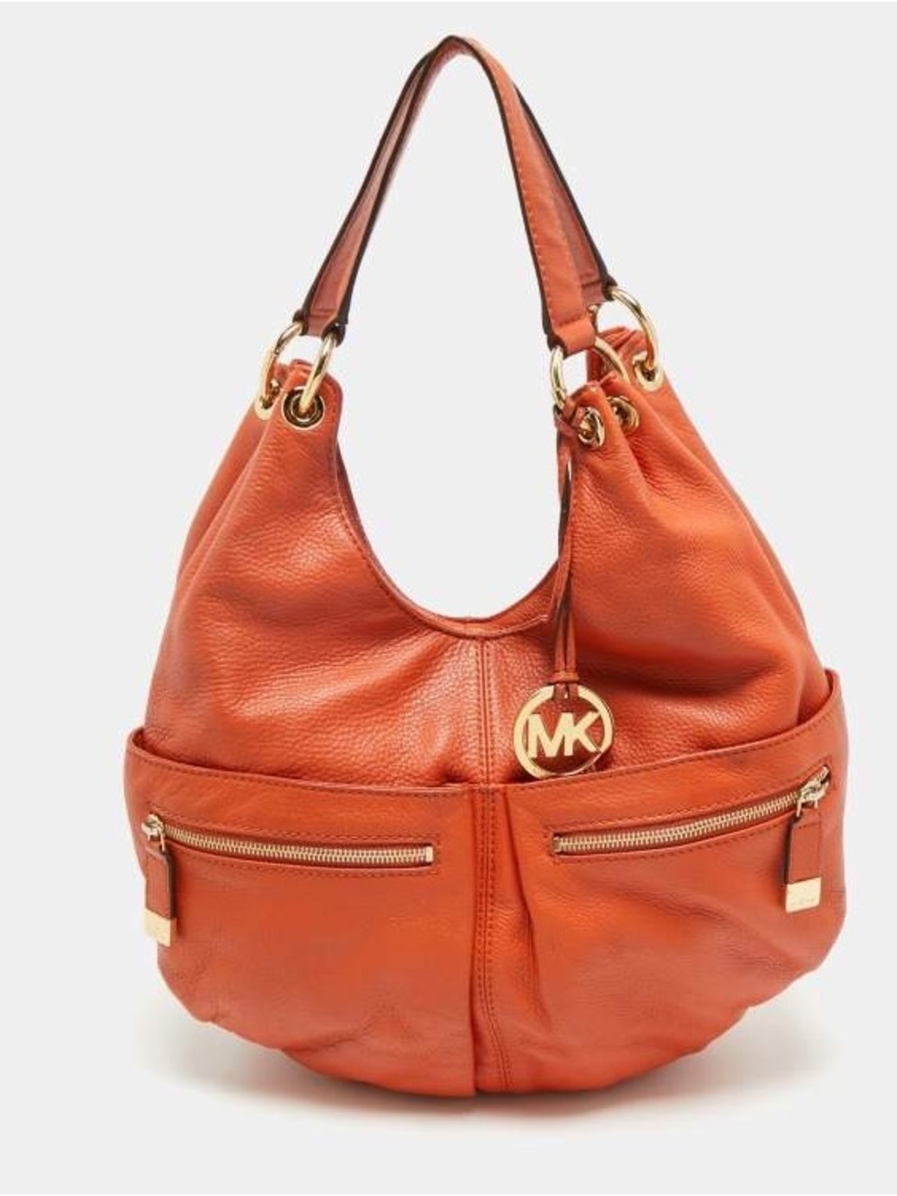 Michael Kors Burnt Orange Pebbled Leather Shoulder Bag